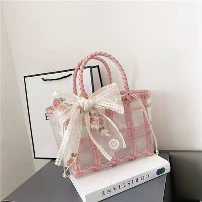 Polyester Lining Pvc Woven Tote Jelly Bags for Women's Gifts and Weddings Ideal Choice