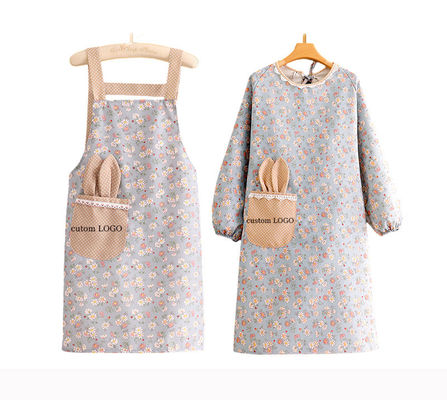 Chefs Uniform Custom Print Logo Women Adjustable Cotton Polyester Bib Kitchen Apron