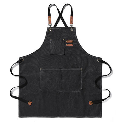 Unisex Apron for Kitchen and Restaurant Work Custom Logo Plain Black Chef Waiter Apron