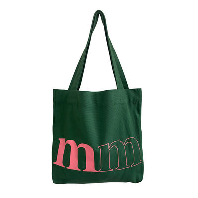 Customized Logo Simple Casual Letter Canvas Bag for Spring Summer Green Shoulder Bag