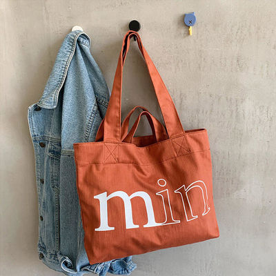 Customized Logo Simple Casual Letter Canvas Bag for Spring Summer Green Shoulder Bag