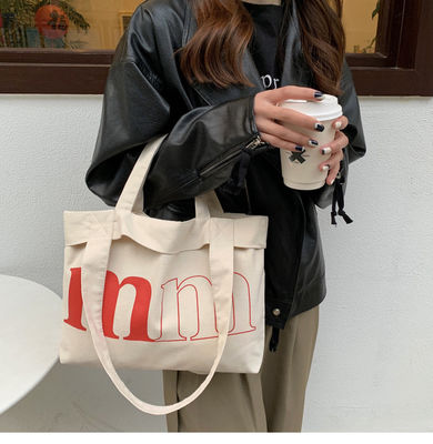 Customized Logo Simple Casual Letter Canvas Bag for Spring Summer Green Shoulder Bag