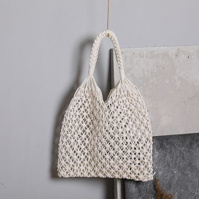 Polyester Lining Material 2024 Hand Crocheted Large Shopping Beach Tote Bag for Women