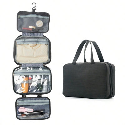 Portable Polyester Four Fold Waterproof Travel Toiletry Bag for Customized Color Options
