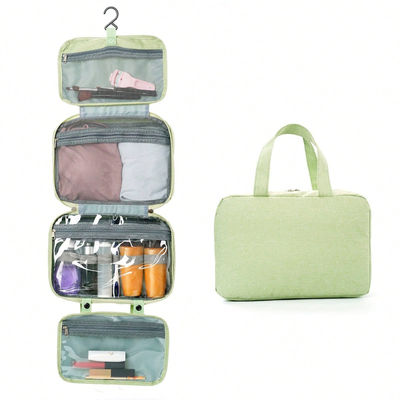 Portable Polyester Four Fold Waterproof Travel Toiletry Bag for Customized Color Options