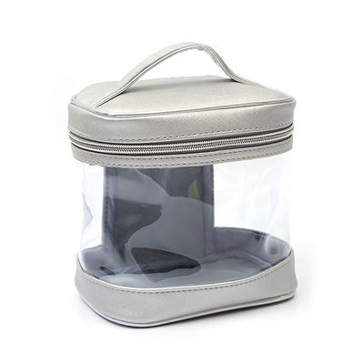 Zipper Closure Large Clear PVC Travel Cosmetic Case with Custom Golden Double Zippers