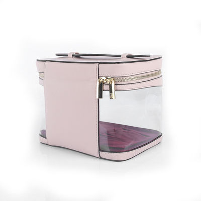 Zipper Closure Large Clear PVC Travel Cosmetic Case with Custom Golden Double Zippers