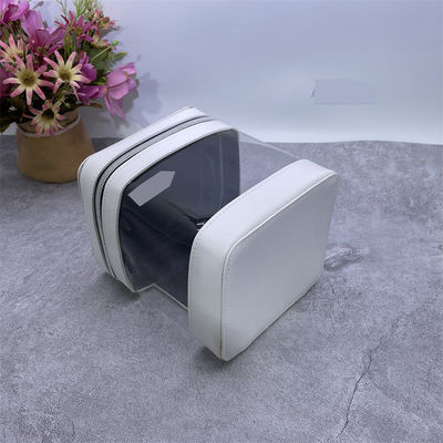Zipper Closure Large Clear PVC Travel Cosmetic Case with Custom Golden Double Zippers