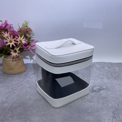 Zipper Closure Large Clear PVC Travel Cosmetic Case with Custom Golden Double Zippers