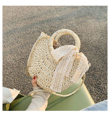 Open Closure Customized Tote Bag for Summer Beach Rattan Shoulder Basket Straw Bag