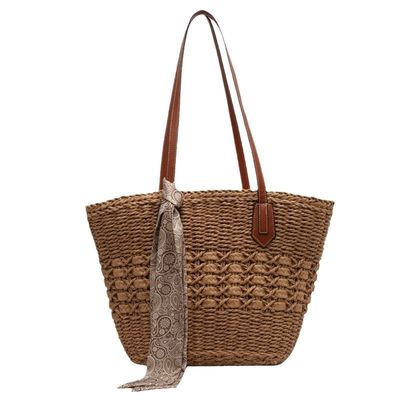 2024 Fashion Women's Straw Beach Bag Customized Tote Bag with Straw Material