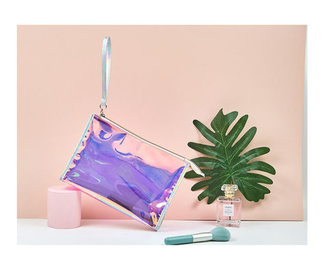 Newest Fashionable Transparent Handheld Zipper Travel Cosmetic Bag with Custom Logo