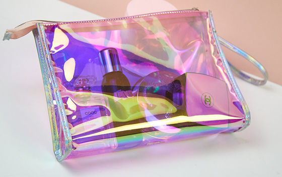 Newest Fashionable Transparent Handheld Zipper Travel Cosmetic Bag with Custom Logo