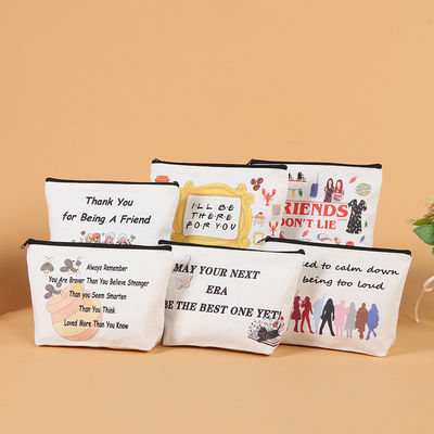 Printed Zipper Luxury Cotton Small Canvas Pouch Travel Cosmetic Bag for Fashion Style