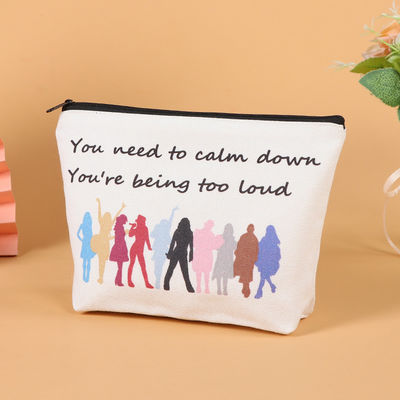 Printed Zipper Luxury Cotton Small Canvas Pouch Travel Cosmetic Bag for Fashion Style