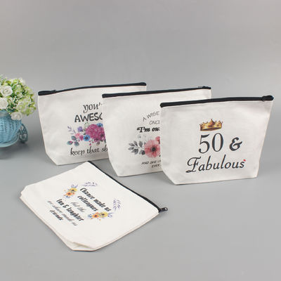 Printed Zipper Luxury Cotton Small Canvas Pouch Travel Cosmetic Bag for Fashion Style