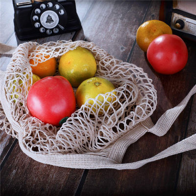 Reusable Cotton Mesh Tote Bag for Fruits and Vegetables String Net Grocery Produce Bag
