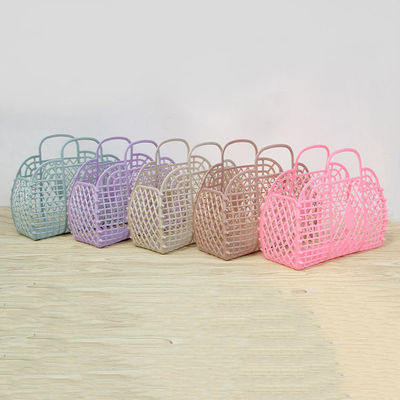 2023 Summer Portable Vacation Plastic Pvc Fashion Beach Retro Jelly Basket Bag for Woman