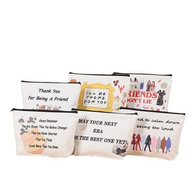 Printed Zipper Luxury Cotton Small Canvas Pouch Travel Cosmetic Bag for Fashion Style