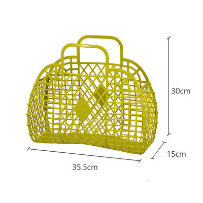 2023 Summer Portable Vacation Plastic Pvc Fashion Beach Retro Jelly Basket Bag for Woman