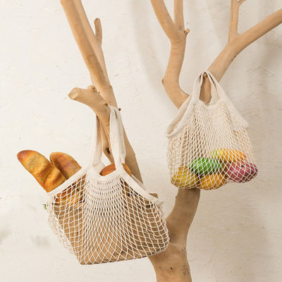 Long Handle Tote Bag for Shopping Fruits and Vegetables made of Reusable Organic Cotton