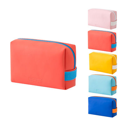 Printed Lady Leather Cosmetic Bags with Colorful Candy Color and Zipper Closure