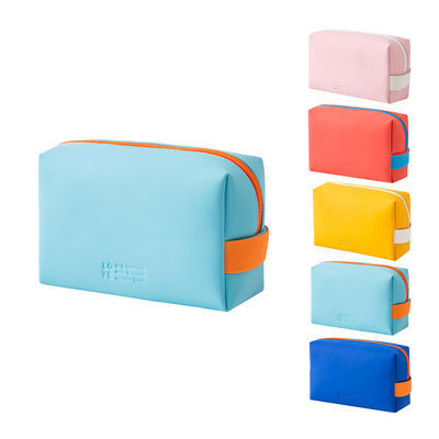 Printed Lady Leather Cosmetic Bags with Colorful Candy Color and Zipper Closure