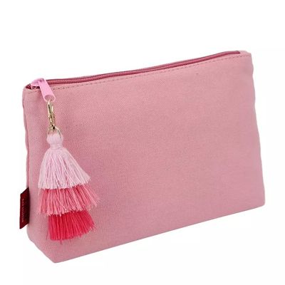 Beauty Cotton Women Make Up Travel Bag with Zipper Closure and Tassel Custom Logo
