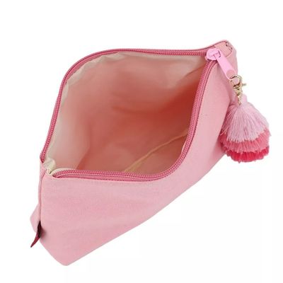 Beauty Cotton Women Make Up Travel Bag with Zipper Closure and Tassel Custom Logo