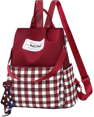 Interior Slot Pocket Women Oxford Plaid Backpack Purse for Anti-Theft Travel School