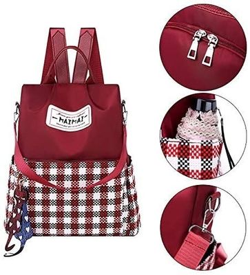 Interior Slot Pocket Women Oxford Plaid Backpack Purse for Anti-Theft Travel School