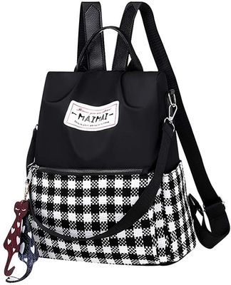 Interior Slot Pocket Women Oxford Plaid Backpack Purse for Anti-Theft Travel School