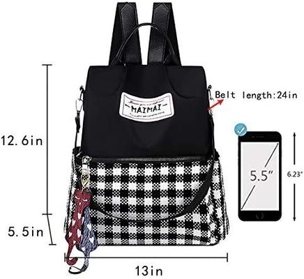 Interior Slot Pocket Women Oxford Plaid Backpack Purse for Anti-Theft Travel School