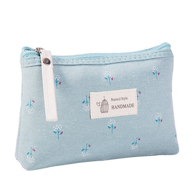 Customisable Portable Cosmetic Bag for Women Solid Pattern Type and Canvas Material