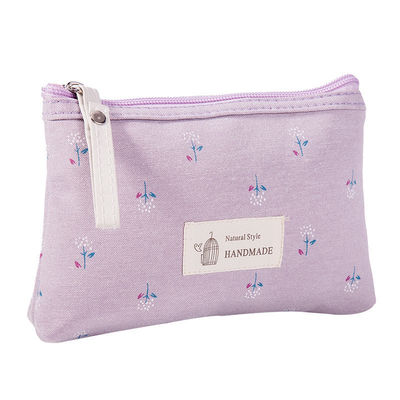 Customisable Portable Cosmetic Bag for Women Solid Pattern Type and Canvas Material