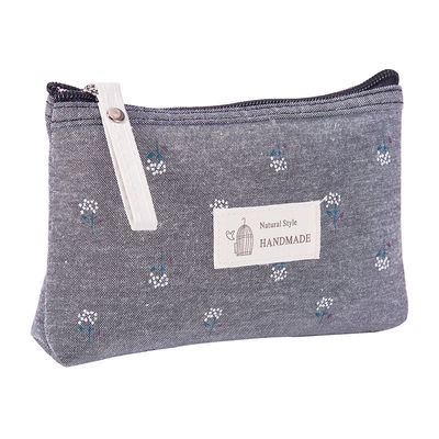Customisable Portable Cosmetic Bag for Women Solid Pattern Type and Canvas Material