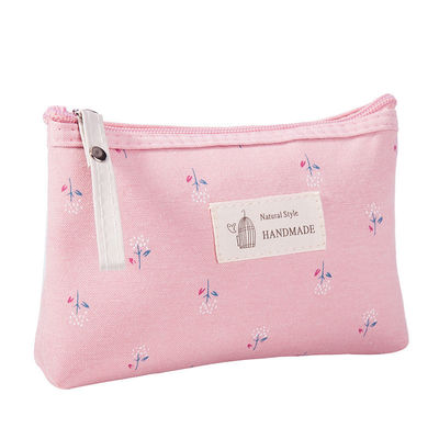 Customisable Portable Cosmetic Bag for Women Solid Pattern Type and Canvas Material