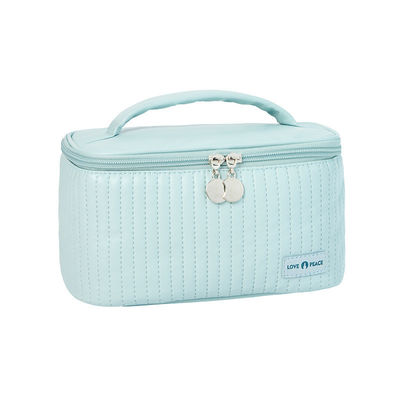 Women's Waterproof PU Cosmetic Tote Bag with Zipper Closure and Portable Design