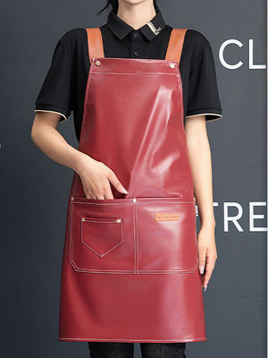Custom Logo Leather Waterproof Chef Aprons for Cafe Restaurants Work Kitchen Item Type