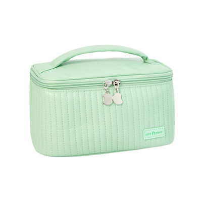 Women's Waterproof PU Cosmetic Tote Bag with Zipper Closure and Portable Design