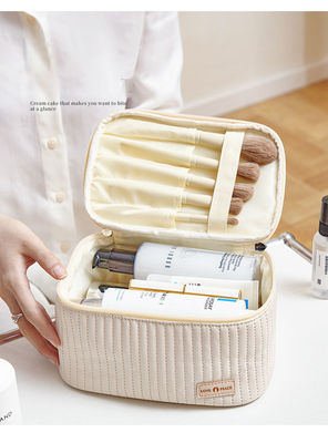 Women's Waterproof PU Cosmetic Tote Bag with Zipper Closure and Portable Design