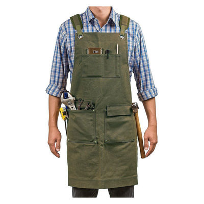 Restaurant Bar Essential Washed Canvas Chef Bib Apron with Tool Pocket and Customized Logo