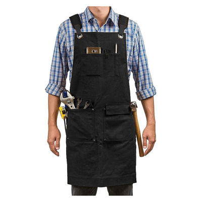 Restaurant Bar Essential Washed Canvas Chef Bib Apron with Tool Pocket and Customized Logo
