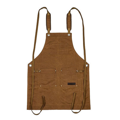 Restaurant Bar Essential Washed Canvas Chef Bib Apron with Tool Pocket and Customized Logo