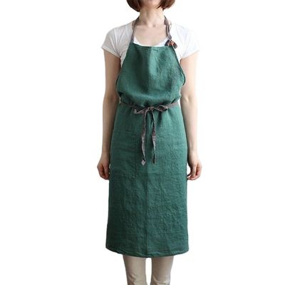 Newest Fashinable Unisex Custom Cotton Linen Cross Back Adjustable Bib Apron with Pockets