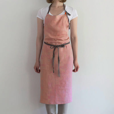 Newest Fashinable Unisex Custom Cotton Linen Cross Back Adjustable Bib Apron with Pockets