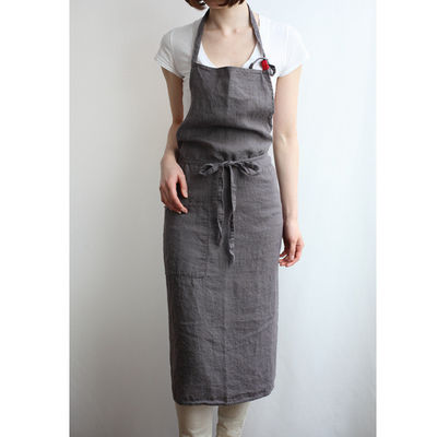 Newest Fashinable Unisex Custom Cotton Linen Cross Back Adjustable Bib Apron with Pockets