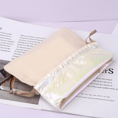Eco-friendly Cotton Fabric Drawstring Swimsuit Cloth Storage Bag with Waterproof Lining