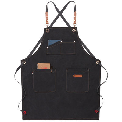 Kitchen Cotton Canvas Aprons With Pocket for Custom Logo Printed Home Restaurant Bar