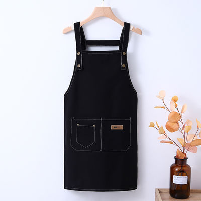 Silk Screen Printed Custom Logo Adjustable Bib Canvas Chef Apron for Women Cooking